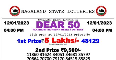 dear 50 tuesday weekly lottery result today|Nagaland Lottery Dear 50 Results 27.8.24 Today Draw Live .